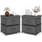 Black Metal 2 Drawer Nightstand with Fabric Storage and Tool Free Assembly